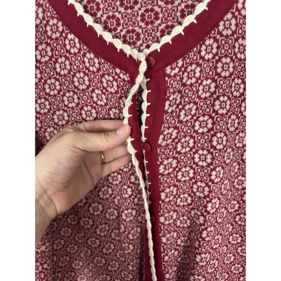April Cornell Red Floral Embroidered Cardigan Sweater Cotton Size Medium - Picture 4 of 7